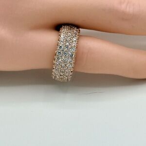 ✨ Wide Band Pave CZ Statement Ring – Size 5.5 – 18K Gold Filled ✨